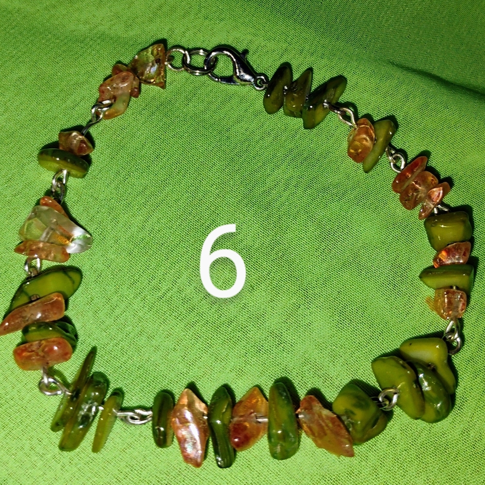 Peridot and Fire Agate Bracelet - Picture 5 of 5
